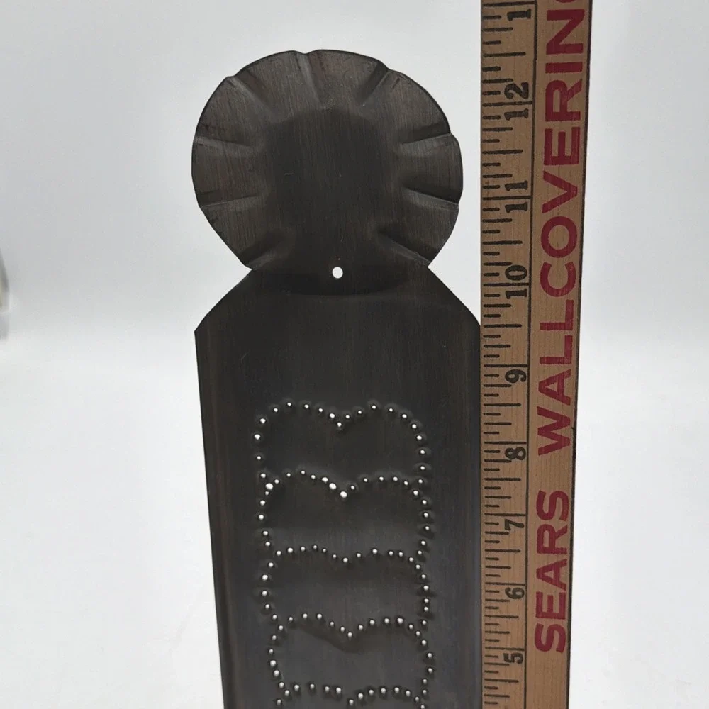 Punched Tin Stamped Metal Heart Candle Holder Wall Sconce Stand Alone Primitive